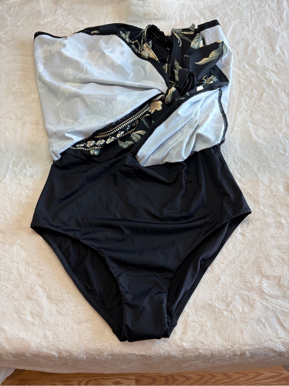 Lands' End Women’s Plumeria Print One Piece Dress Swimsuit NWT Size 12 - Picture 7 of 7